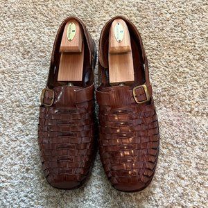 Sunsteps Woven Huarache Brown Leather Fisherman Sandals Men Size 14 Monk Strap